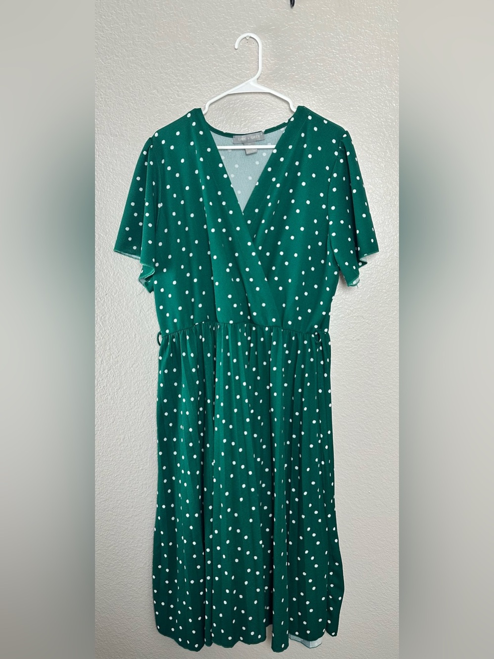 Lark + Grey Green/whir Polka Dot Midi Dress Size 3XL